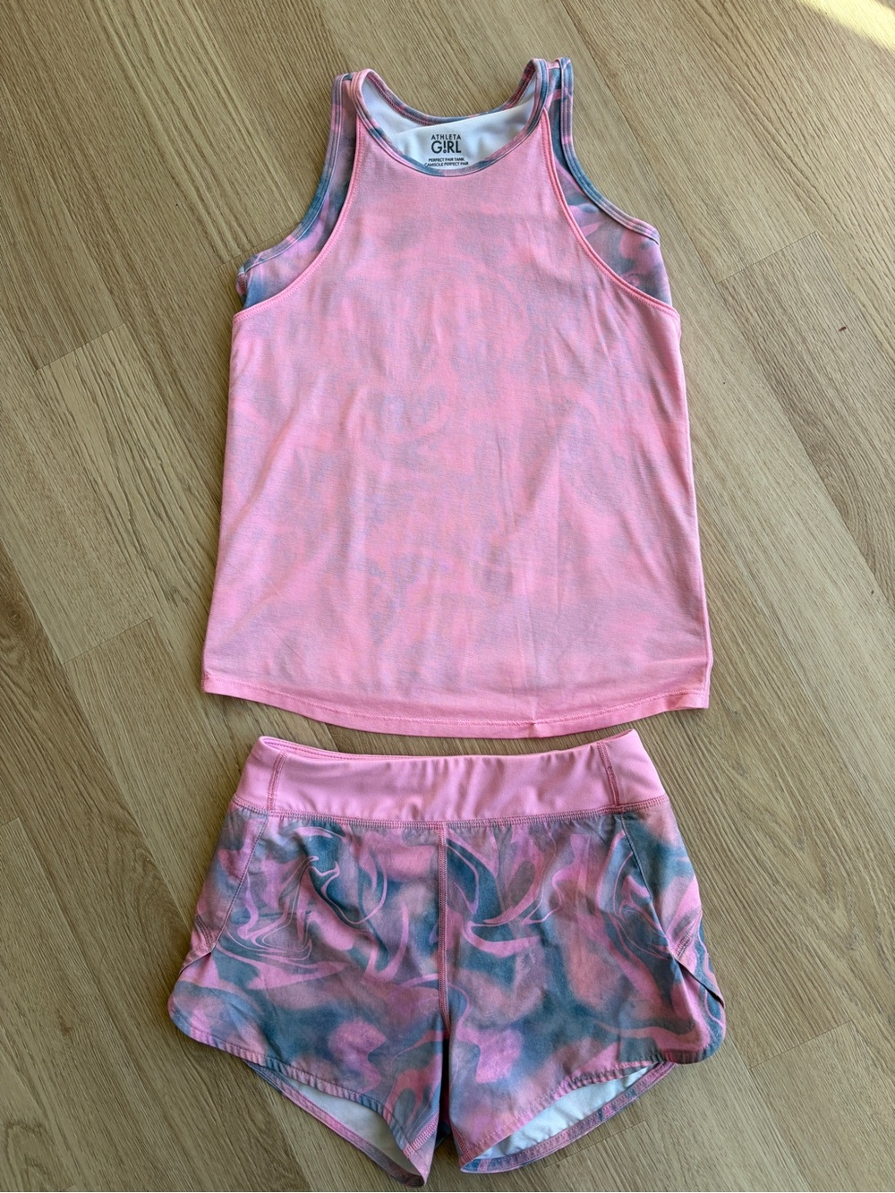 Athleta Girl Set Perfect Pair Tank and Run the World 3” Shorts